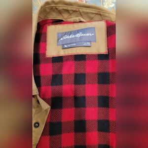 Eddie Bauer Red and Black Checkered Fleece Lined Jacket XXL